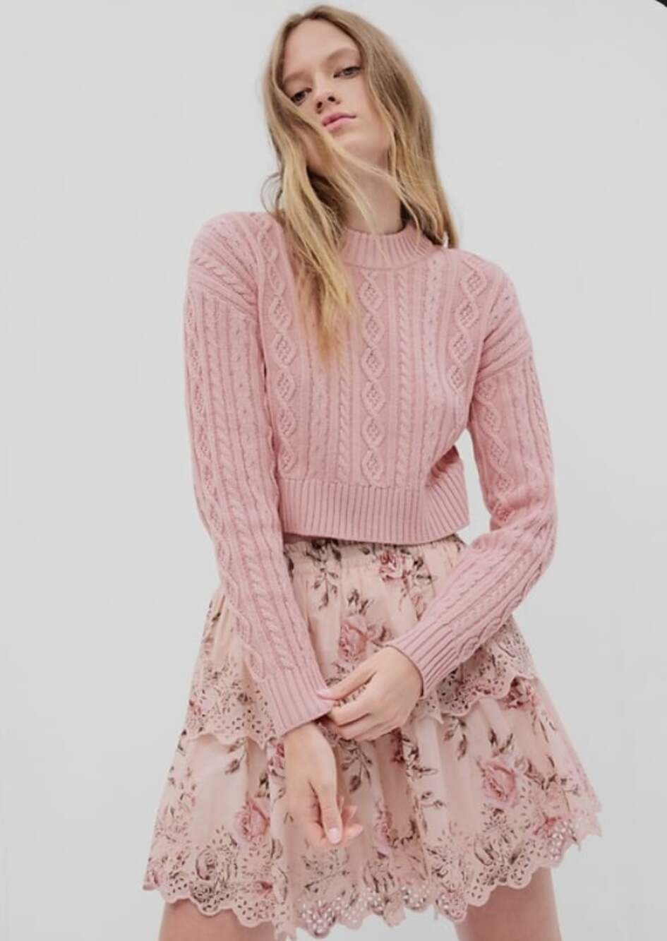 GAP x LoveShackFancy Cable-Knit Cropped Sweater